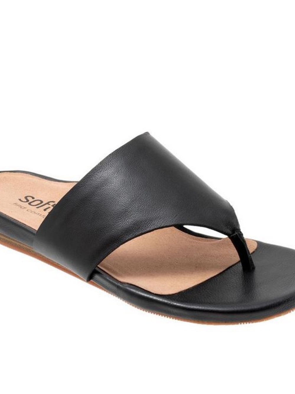 WOMEN'S SOFTWALK CHANDLER BLACK Leather THONG SANDALS 6.5